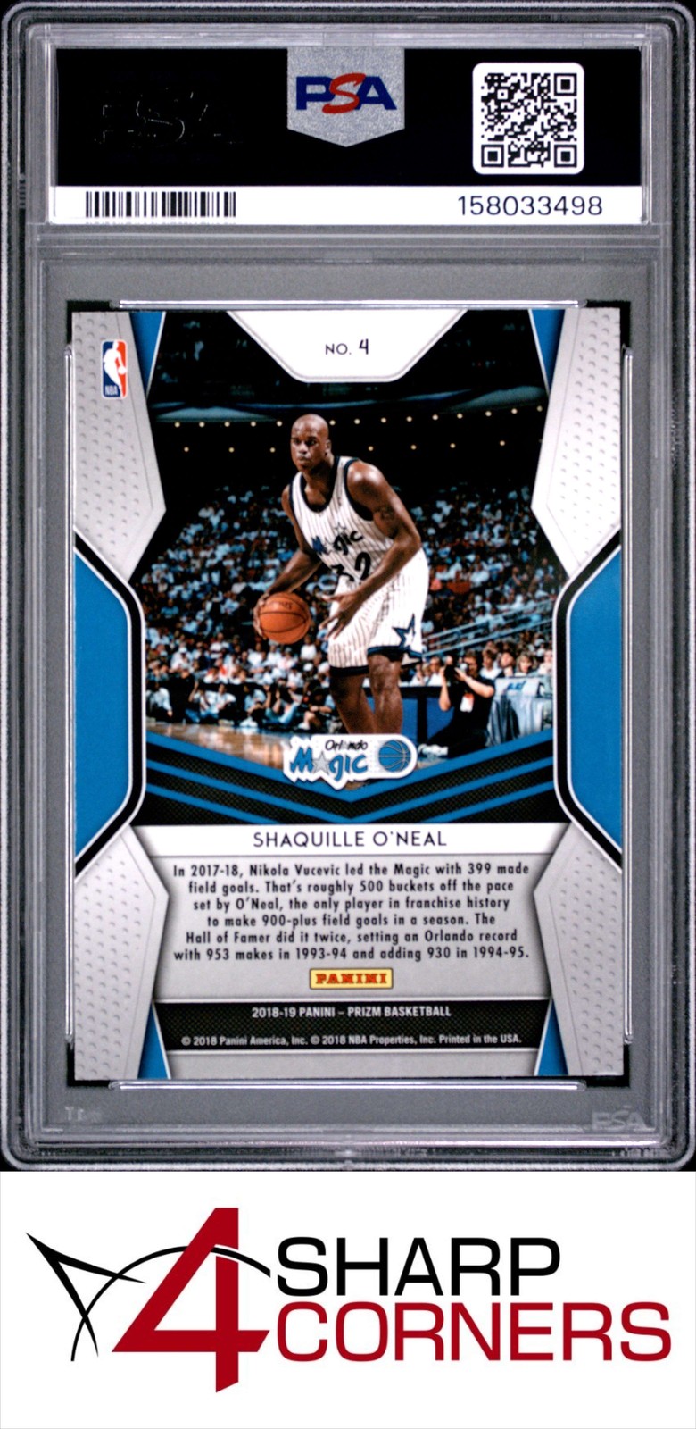 2018 PANINI PRIZM DOMINANCE #4 SHAQUILLE O'NEAL HOF PSA 9 view 2