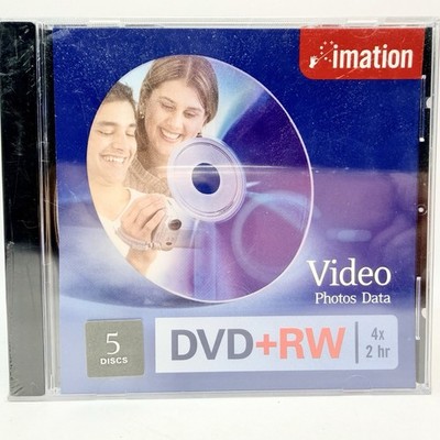 Imation DVD+RW 5-Pack 4x 2hr Rewritable Discs Brand New Sealed