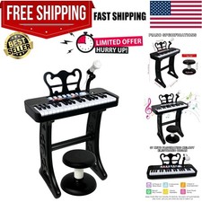 Piano Toy for Kids - 37 Keys Piano Keyboard Toy with Stool and Microphone, Bl...