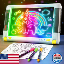 Rechargeable LED Drawing Board, 15 Inch 9-Color Light Modes Neon Art Light Up Wr