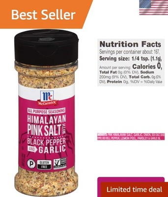 Multi-Cuisine Himalayan Pink Salt with Black Pepper & Garlic Seasoning - 6.5 oz