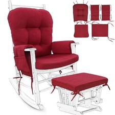 Glider Rocker Cushion 5 PCS with Ties, Linen High-Density Foam Non-Slip  Was...