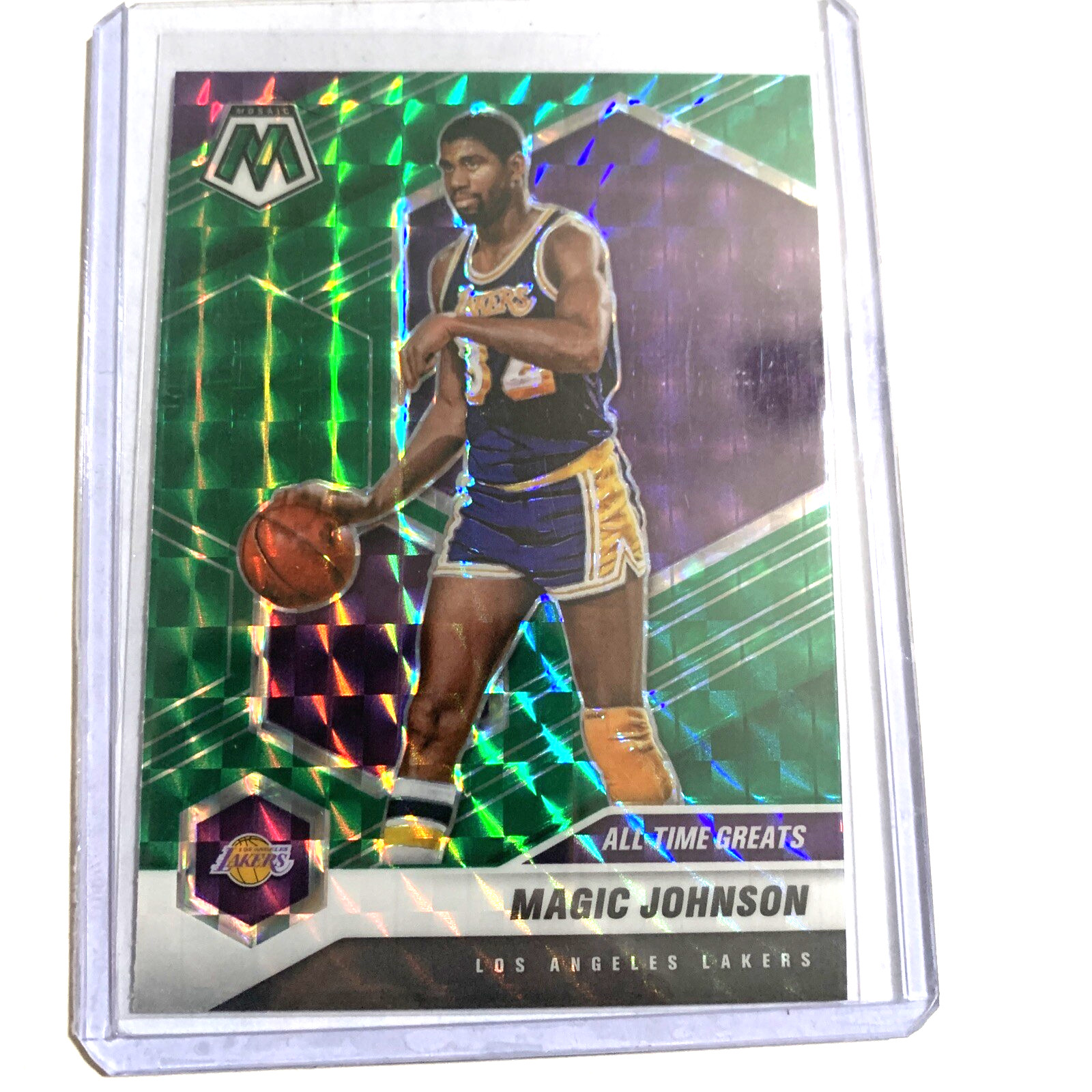 2020-21 Panini Mosaic Magic Johnson Card Green Prizm All Time Greats #288 Lakers