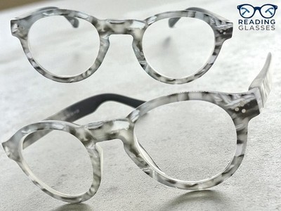 Classic Vintage Retro Style READING EYE GLASSES READERS Round Gray Frame +3.00