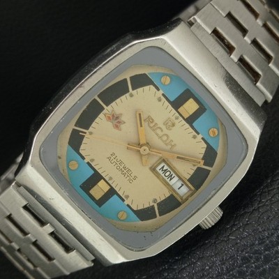 ORIGINAL VINTAGE RICOH R31 AUTOMATIK JAPAN HERREN GOLDFARBENES ZIFFERBLATT UHR a705512-2