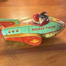 Schylling Rocket Racer Tin Toy Reproduction 2001 Green Red Yellow