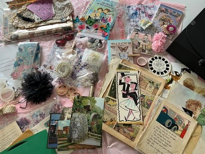Lot Mixed Vintage and New Ephemera & Things Junk Journal Scrapbook Diary Boards 