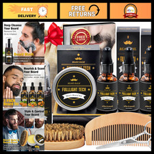 Beard Care Kit for Men - 3 Natural Oils, Soothes Itch Dryness, Perfect Gift