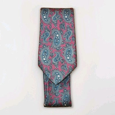 Vintage Men's Silk Tie Haband Of Paterson, NJ - Red & Blue Paisley 58'' USA Made