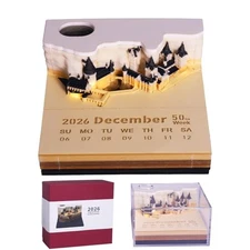3D Creative Time Piece Calendar 2026 Desk Calendar,with LED Magic Castle