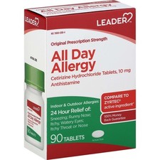 Leader All Day Allergy Relief Tablets Original Prescription Strength 90 Count