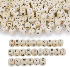 260 PCS Wood Letter Beads for Bracelets Cube Wooden Alphabet Beads 10X10Mm A-Z S