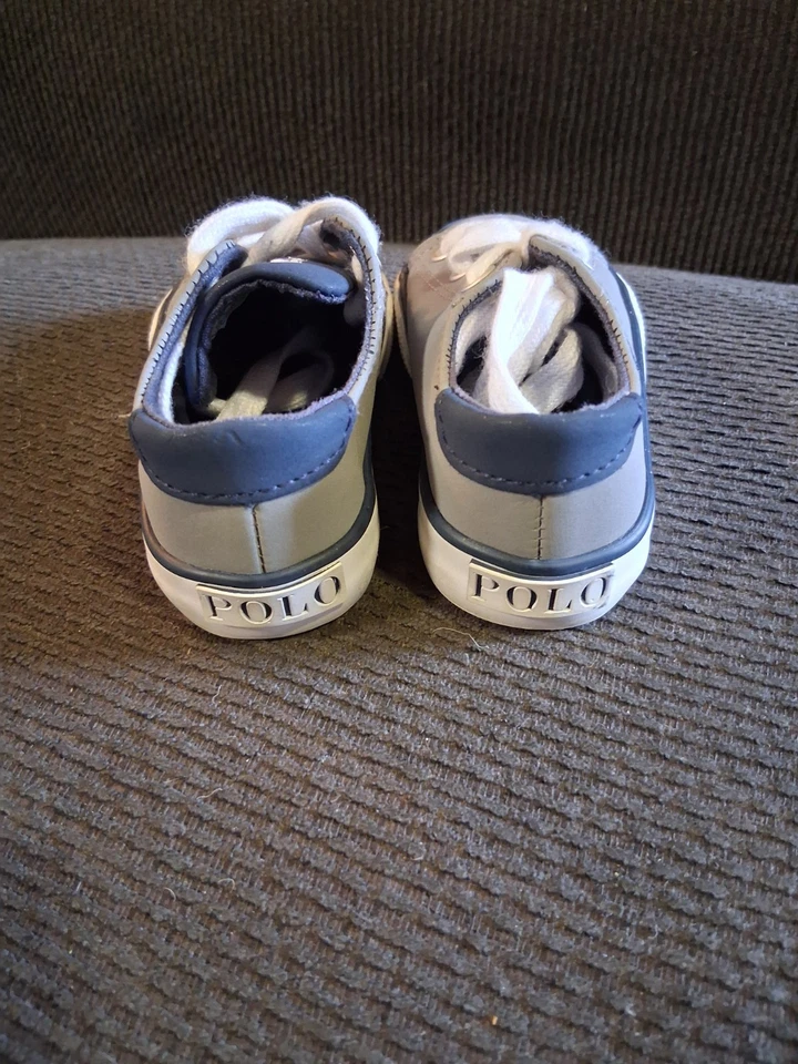 Polo Ralph Lauren Zapatos Niños 5 Holston Bajo Gris Azul Barco Causal Foto 4 de 4
