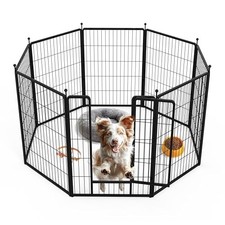 SIMPLE DELUXE DOG PLAYPEN, 40" HEIGHT 8 PANELS FENCE WITH ANTI-RUST - BLACK