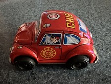 Yonezawa Toys Volkswagon Vintage Beetle Fire Chief Tin Litho Good Condition