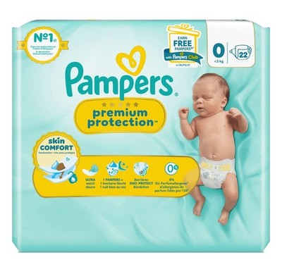 Pampers Premium Protection New Baby Größe 0 Windeln bis 3kg Diapers 22 Stück