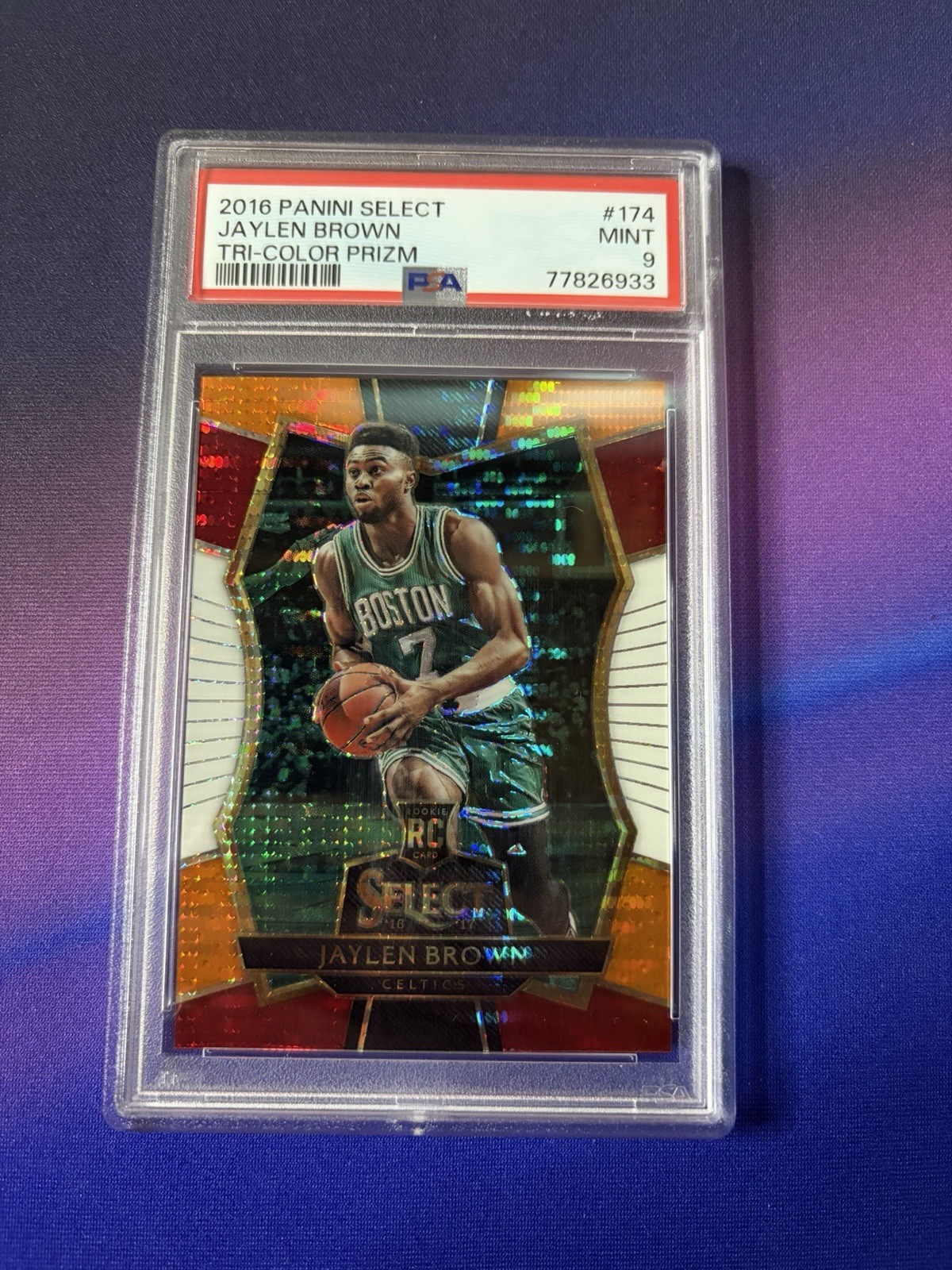 2016 PANINI SELECT TRI-COLOR PRIZM #174 JAYLEN BROWN ROOKIE RC PSA 9