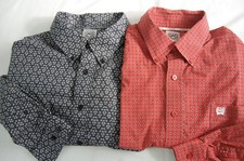 2 Cinch Men  s Button Up Print Shirt Western Rodeo Black-Rust L Mint Cond. Cowboy