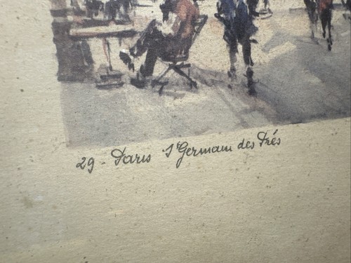 Germain des Pres, Paris, Frankreich, Aquarelldruck Holz gerahmt 9 1/2”x7 5/8” - Bild 3 von 12