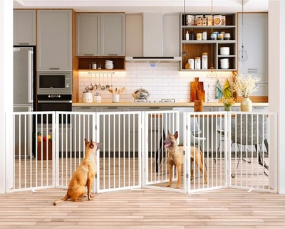 Vantas Folding No Assembly Metal Pet Gate 120 Inch Wide
