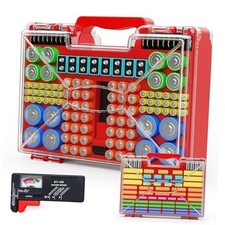 Battery Organizer Storage Holder Box Case with Tester, New Ultra-Large Red