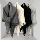 Women's Soft Knit Triangle Shawl Wrap Tassel Fringe Winter Warm Scarf Cape Stole
