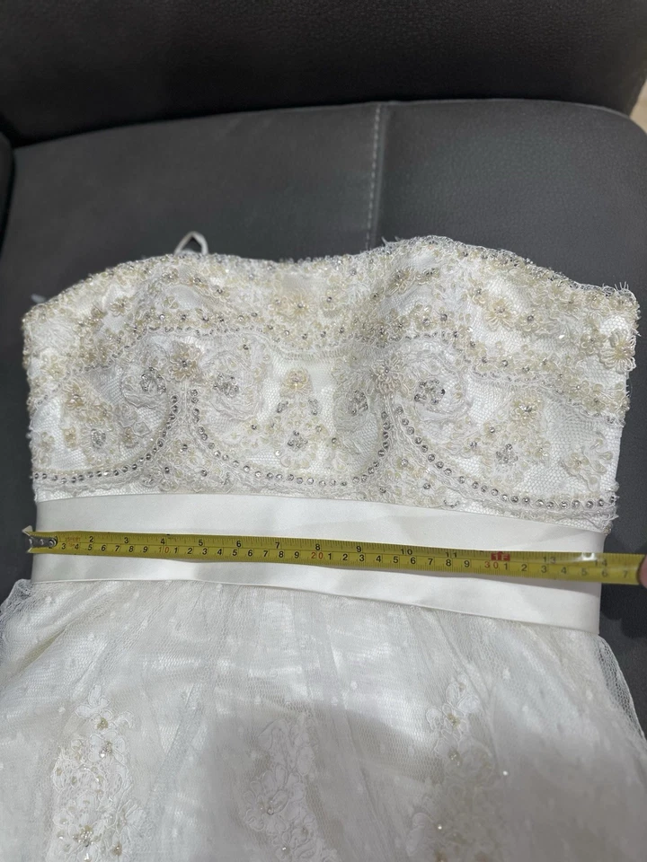 Casablanca Bridal Strapless A Line Embellished Wedding Dress Sz 10 - Image 4 of 4