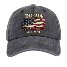 USA Veteran DD-214 Alumni Distressed Graphic Dad Hat Flag Print Adjustable Cap