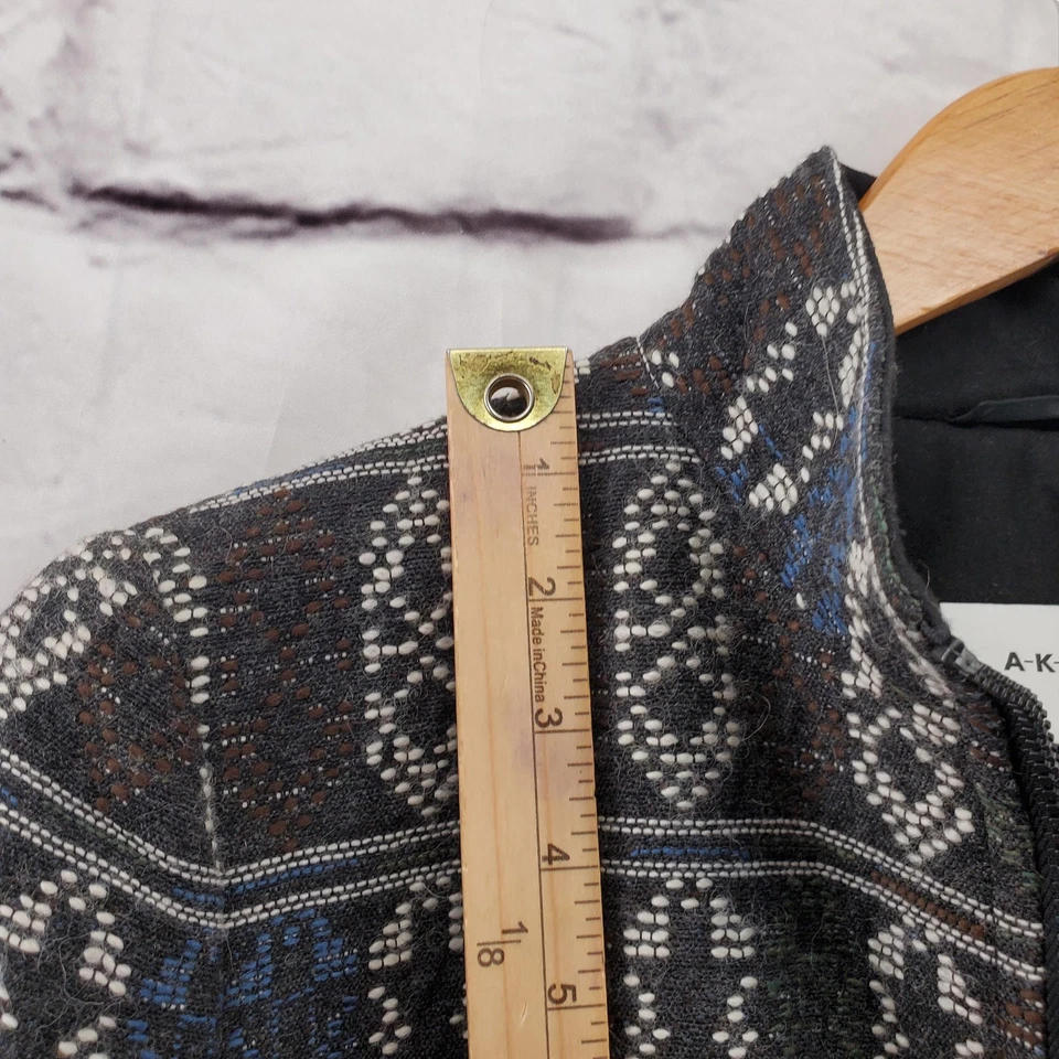 Chaqueta Akris Punto Mujer 10 Negra Mezcla Lana Cremallera Frontal Jacquard Tejido Forrado Foto 4 de 4