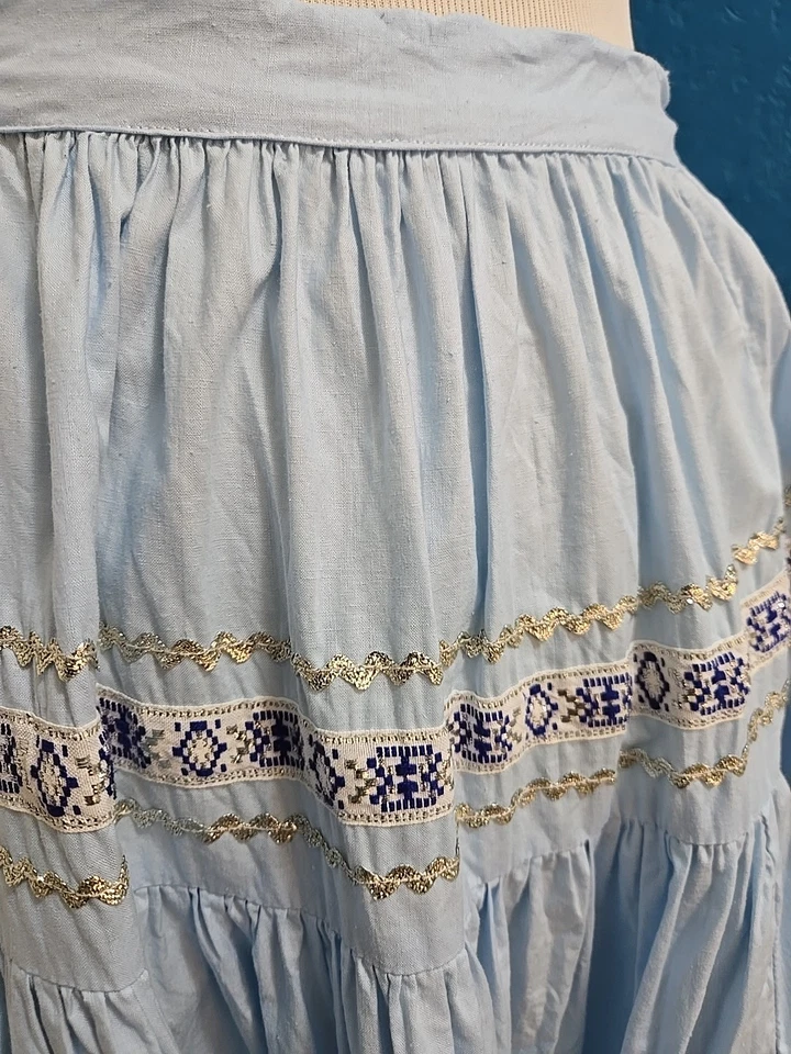 Blue Square Dancing Circle Skirt Size XS/S Western Country Handmade 26" Waist - Image 4 of 4