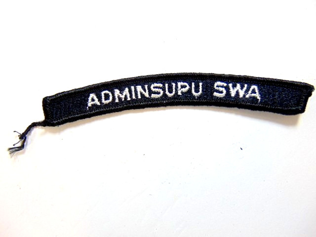 old ADMINSUPU SWA embroidered Navy uniform rocker shoulder patch