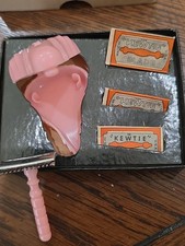 Rasoio vintage Kewtie miniatura donna rosa + 3 lame in scatola originale anni 50 USA