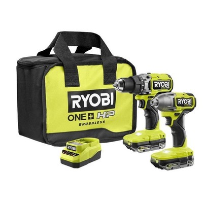 RYOBI ONE+ HP 18V Brushless 2-Tool Combo Kit w/Two 2.0Ah Batteries & Bag