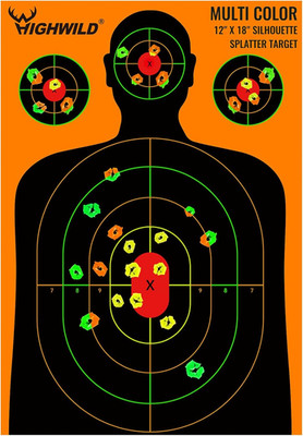 Highwild Silhouette Splatter Paper Targets - Splash Effect of Multiple Colors - 