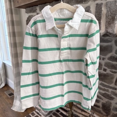 Cat & Jack Infant 4t cotton blend striped rugby shirt white & green