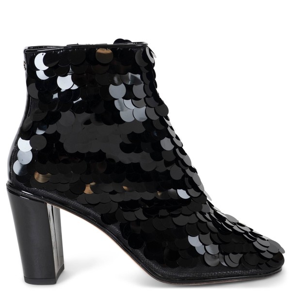 73406 authentische Chanel schwarze 17P Pailletten Stiefelette Schuhe 39,5