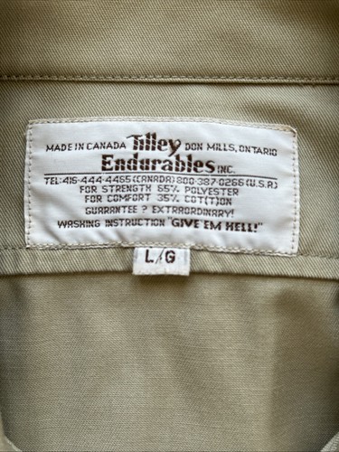 Unisex TILLEY ENDURABLES SAFARI FISHING Jacket Coat Give 'Em Hell Khaki LARGE - Picture 9 of 9