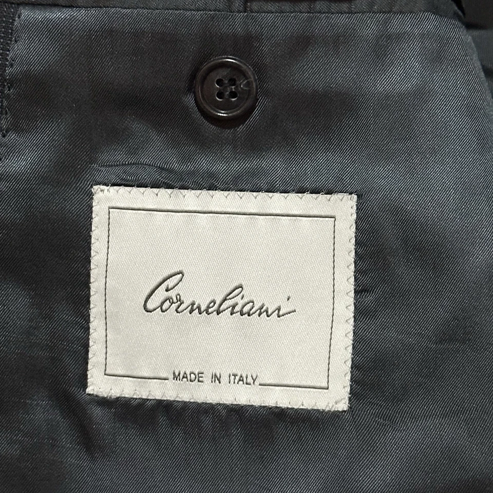 Corneliani 52 8C Double Breasted Wool Navy Blue Jacket Blazer Coat Made In Italy - Image 3 of 4