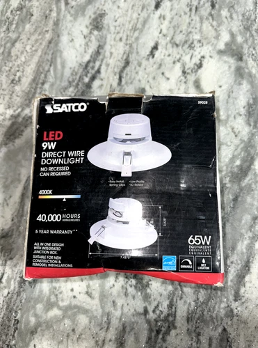 SATCO 9W =65W LED Direct Wire Downlight 4000K 120V DIMMABLE 40,000 HOURS - Picture 2 of 3