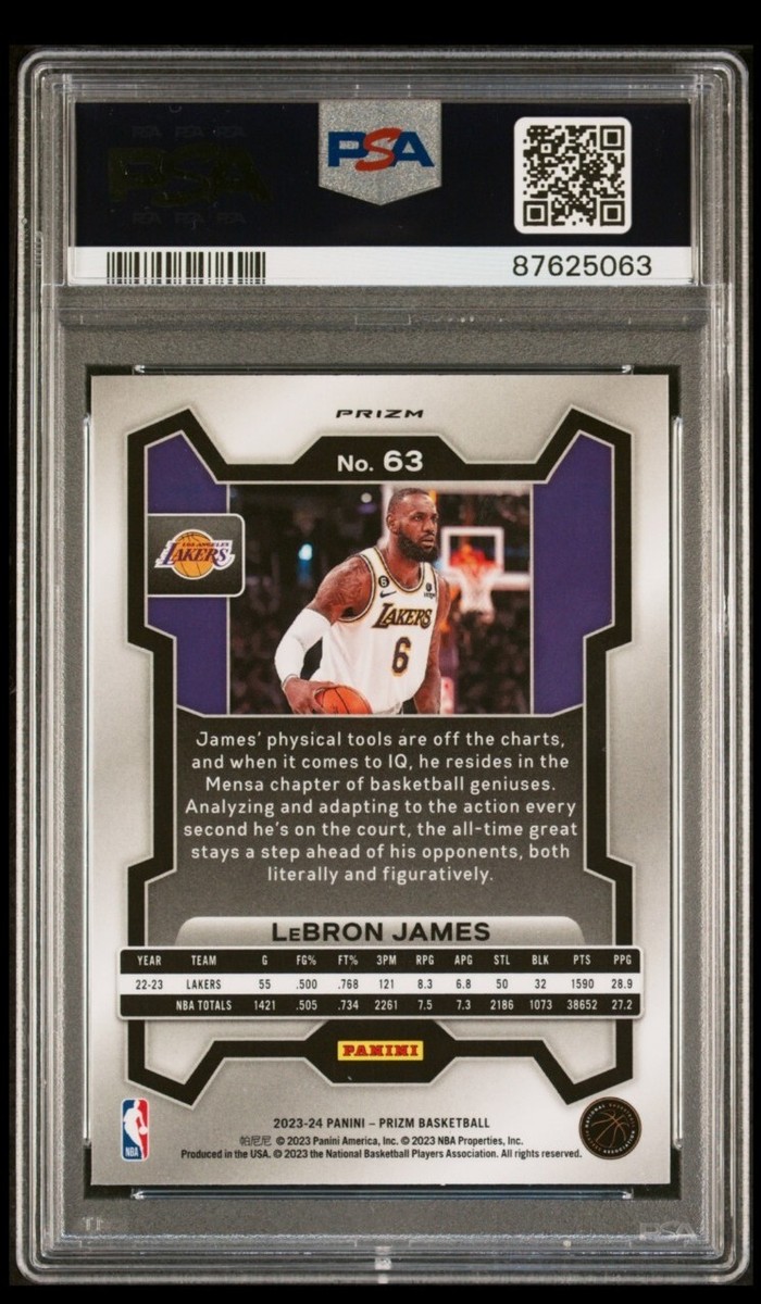 レブロン プリズム シルバー PSA 10 2023-24 Prizm Lebron James PSA 10 Silver #63 Gem Mint Panini LA