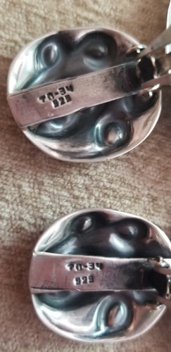 Vintage 925 Southwestern/ Boho Ohrringe TD-35 Clip on Lg Dangle STERLING 80er - Bild 5 von 5
