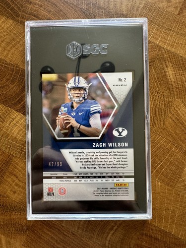 2021 Zach Wilson Mosaic Draft Picks Red Prizm #2 New York Jets /99 RC SGC 9 - Picture 2 of 2