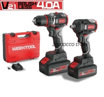 WEEKITOOL /ZENCOCCO Trapano Avvitatore + Avvitatore a Impulsi 2 Batterie 21V 4.0Ah NW-D5216D+W5350