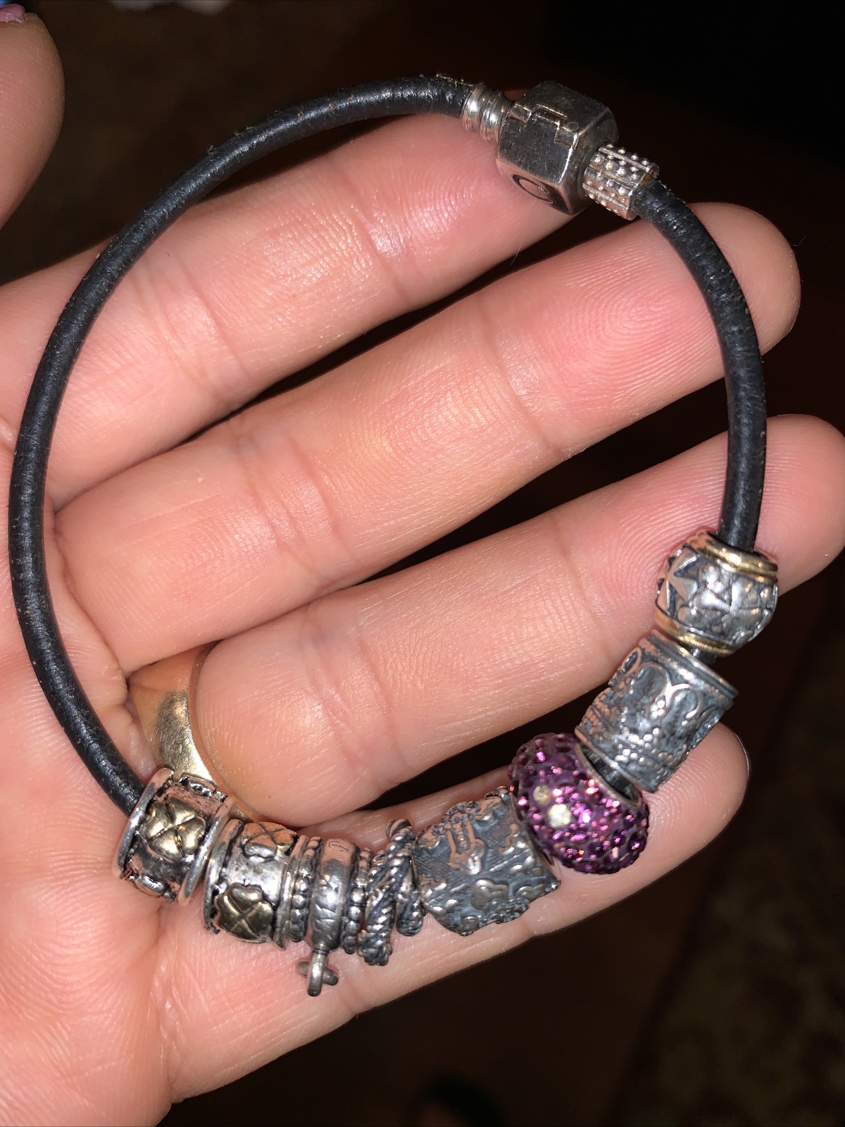 Vintage Chamilia Cham 925 Sterling Silver 7”Charm Bracelet 7 Charms