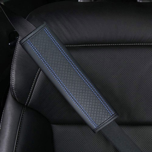 Car Interior Seat Belt Cover Shoulder Pad Strap Protector Accessories Black&Blue - Picture 6 of 11