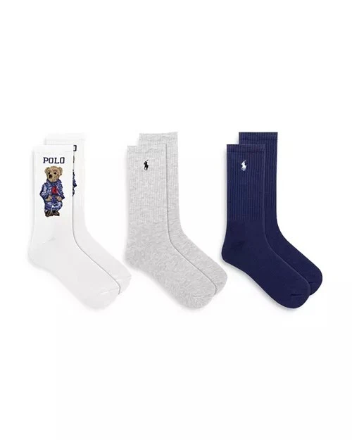 👀 Oferta》🔥 Damas Polo Ralph Lauren Americana Denim Bear Calcetines》3 Pares 🆕️ Foto 3 de 4