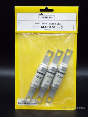 COOPER BUSSMANN 3 x Bussmann CD100 BS88 100A 550VAC Fuses