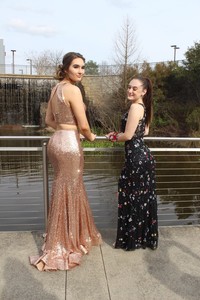 rose gold two piece prom dress