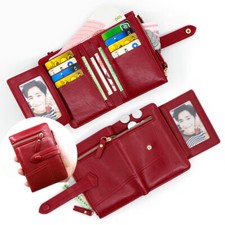 Women's Leather Zipper Wallet Bifold Multi-card Slot Purse Photo Slot Wallet US
