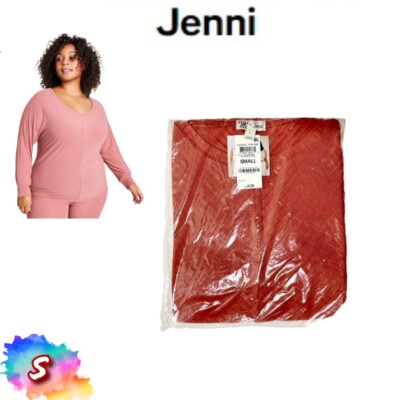 NWT Jenni Style Not Size S Super-Soft Long-Sleeve Top Withered Rose 100139845$40